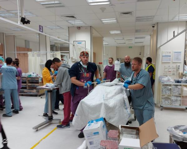 A patient being wheeled into Soroka Medical Center